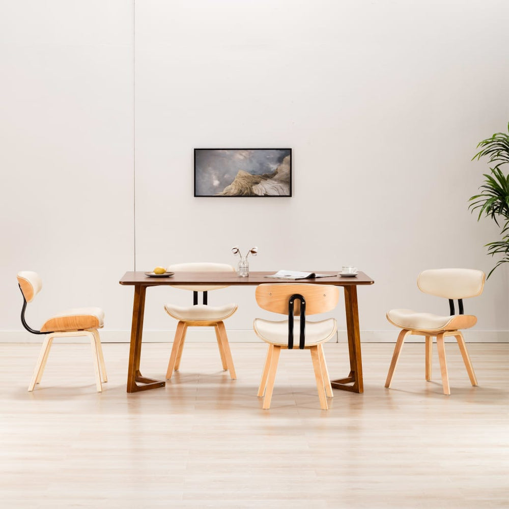 vidaXL Dining Chairs 4 pcs Cream Bentwood and Artificial Leather