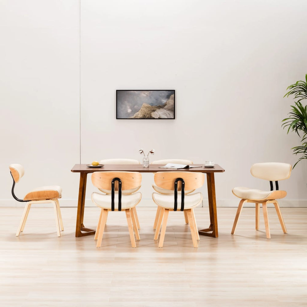 vidaXL Dining Chairs 6 pcs Cream Bentwood and Faux Leather