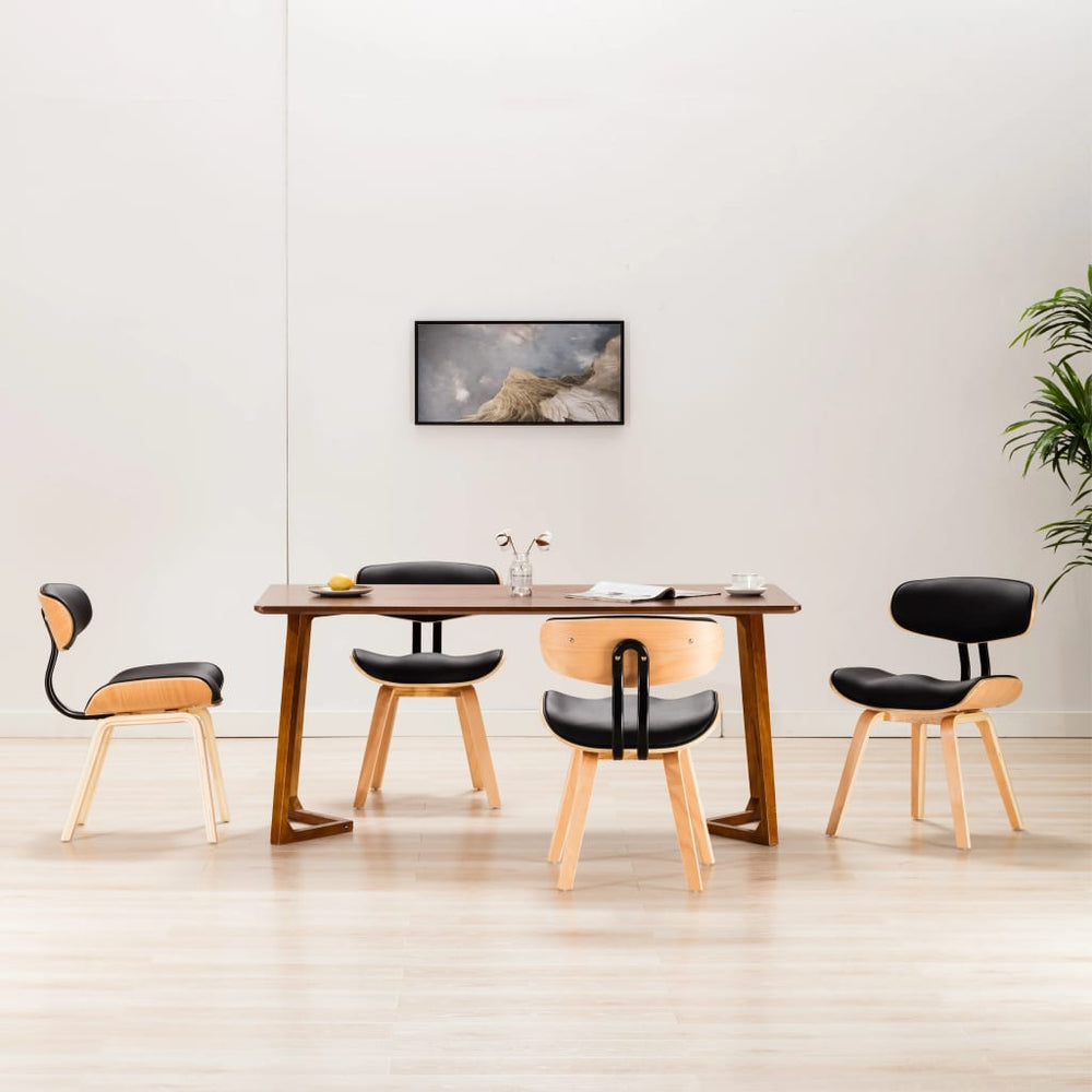 vidaXL Dining Chairs 4 pcs Black Bentwood and Faux Leather