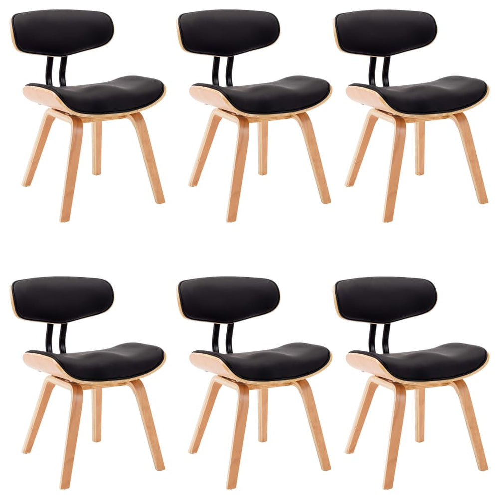 vidaXL Dining Chairs 6 pcs Black Bentwood and Faux Leather