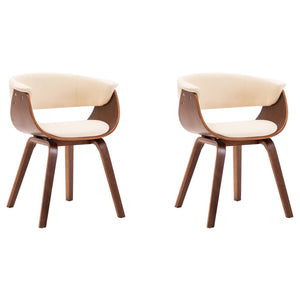 vidaXL Dining Chairs 2 pcs Cream Bentwood and Faux Leather
