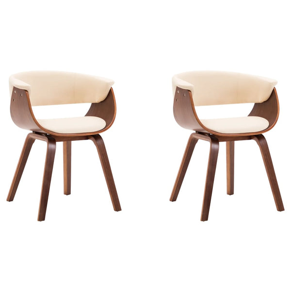 vidaXL Dining Chairs 2 pcs Cream Bentwood and Faux Leather