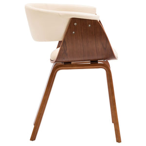 vidaXL Dining Chairs 2 pcs Cream Bentwood and Faux Leather