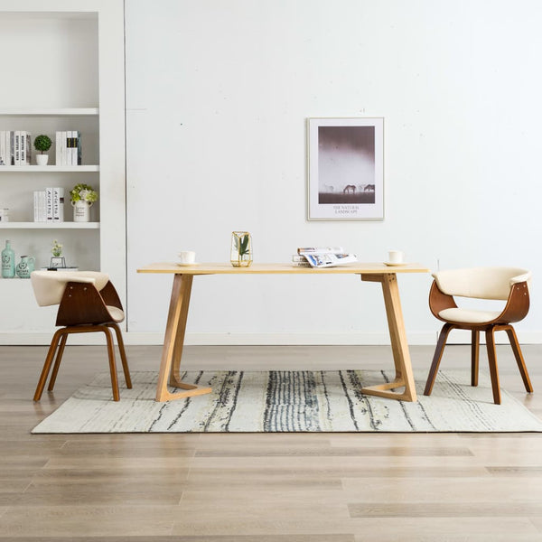 vidaXL Dining Chairs 2 pcs Cream Bentwood and Faux Leather