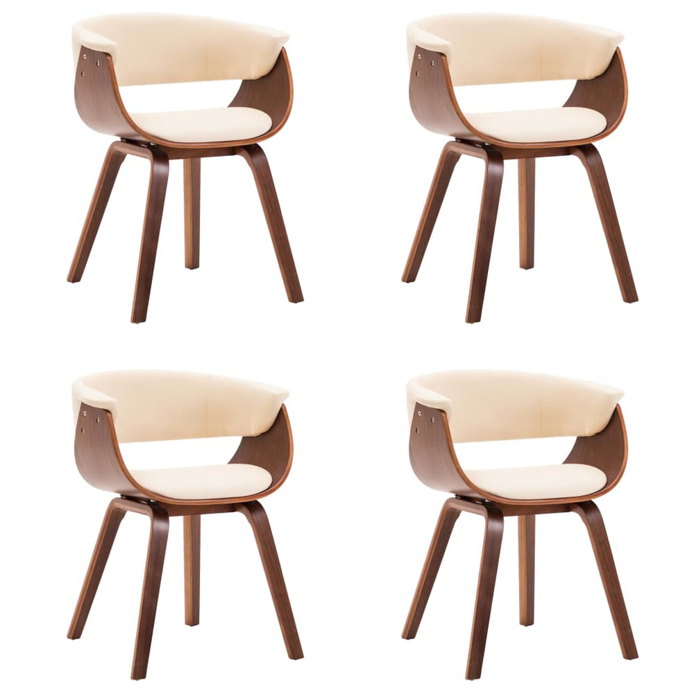 vidaXL Dining Chairs 4 pcs Cream Bentwood and Artificial Leather