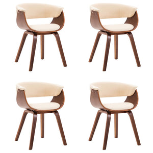 vidaXL Dining Chairs 4 pcs Cream Bentwood and Artificial Leather