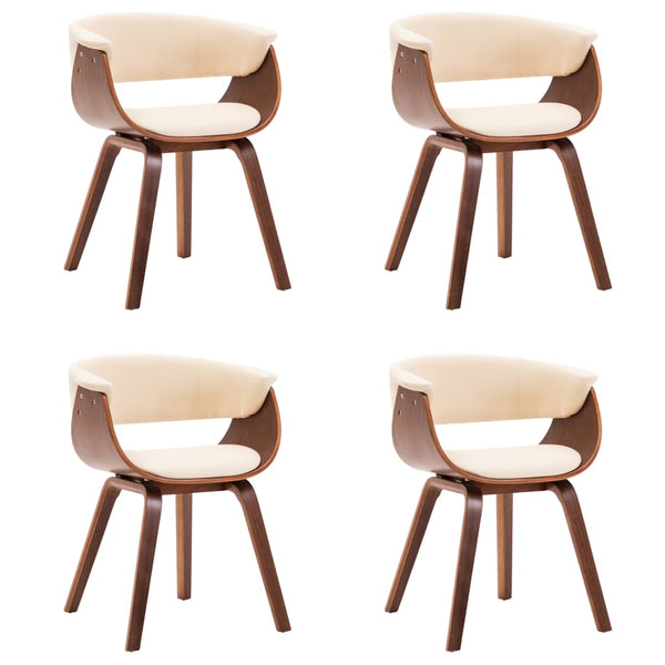 vidaXL Dining Chairs 4 pcs Cream Bentwood and Artificial Leather