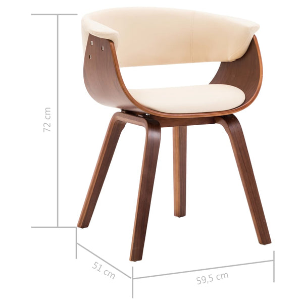 vidaXL Dining Chairs 4 pcs Cream Bentwood and Artificial Leather