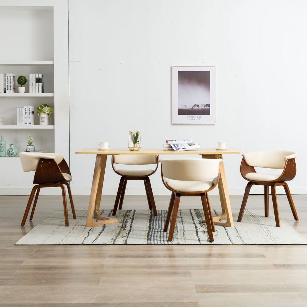 vidaXL Dining Chairs 4 pcs Cream Bentwood and Artificial Leather
