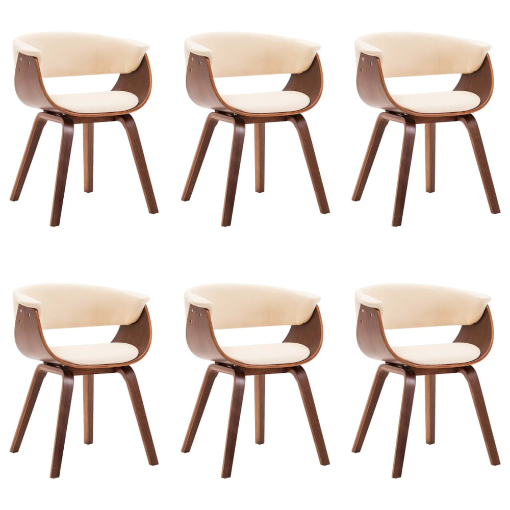 vidaXL Dining Chairs 6 pcs Cream Bentwood and Faux Leather