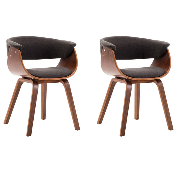 vidaXL Dining Chairs 2 pcs. Grey Bentwood and Fabric