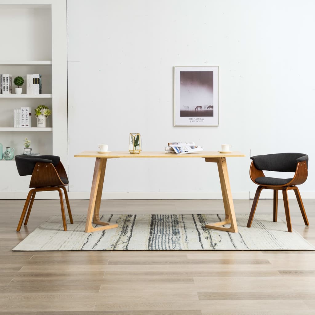 vidaXL Dining Chairs 2 pcs. Grey Bentwood and Fabric