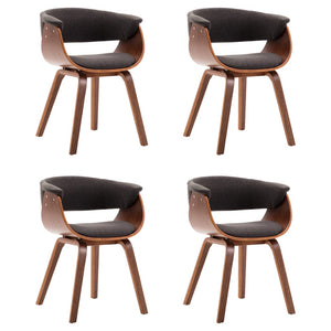 vidaXL Dining Chairs 4 pcs Grey Bentwood and Fabric