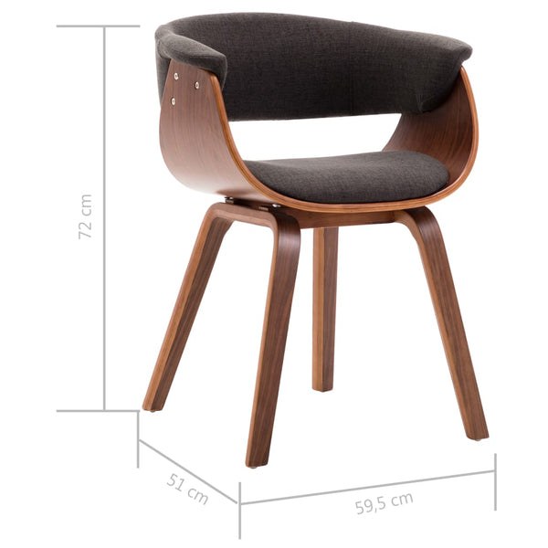 vidaXL Dining Chairs 4 pcs Grey Bentwood and Fabric