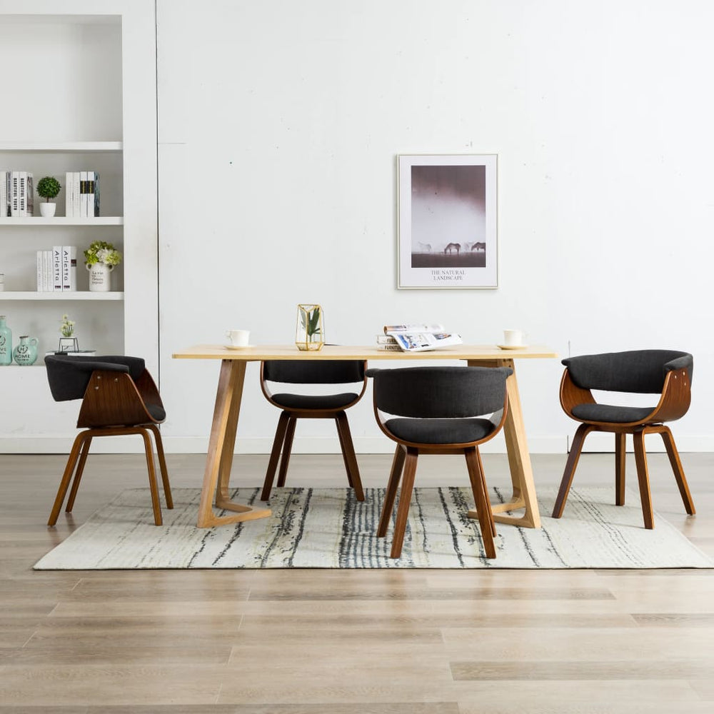 vidaXL Dining Chairs 4 pcs Grey Bentwood and Fabric