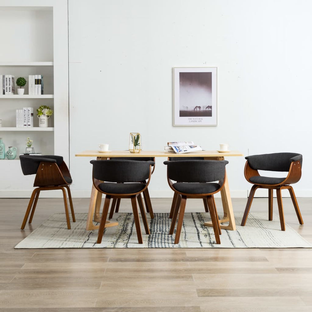 vidaXL Dining Chairs 6 pcs Grey Bentwood and Fabric