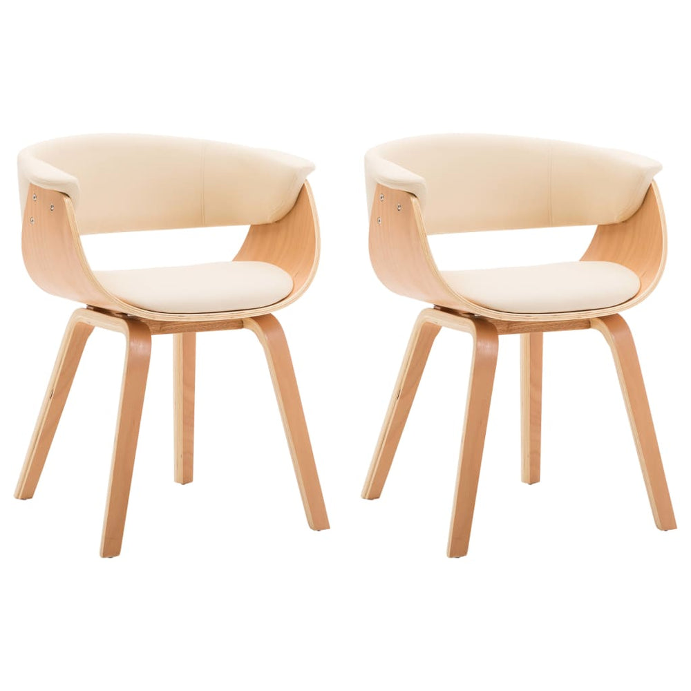 vidaXL Dining Chairs 2 pcs Cream Bentwood and Faux Leather