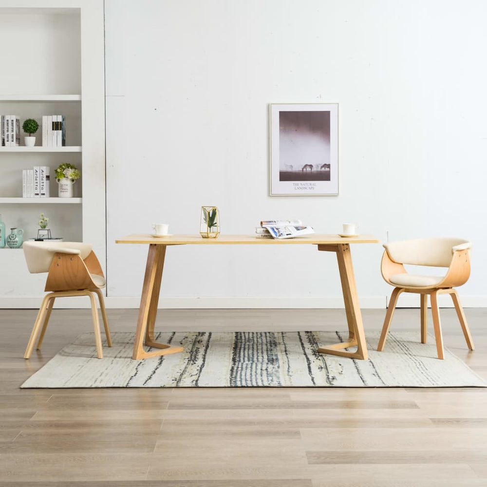 vidaXL Dining Chairs 2 pcs Cream Bentwood and Faux Leather
