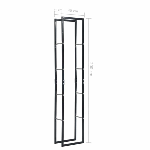 vidaXL Firewood Rack Black 40x25x200 cm Steel