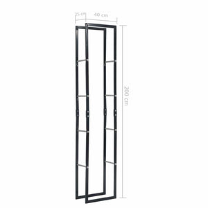 vidaXL Firewood Rack Black 40x25x200 cm Steel