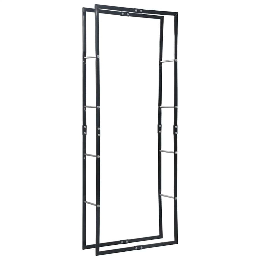 vidaXL Firewood Rack Black 80x25x200 cm Steel
