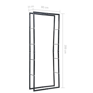 vidaXL Firewood Rack Black 80x25x200 cm Steel
