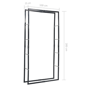 vidaXL Firewood Rack Black 100x25x200 cm Steel