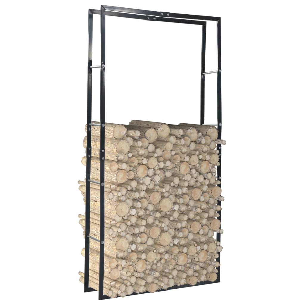vidaXL Firewood Rack Black 100x25x200 cm Steel