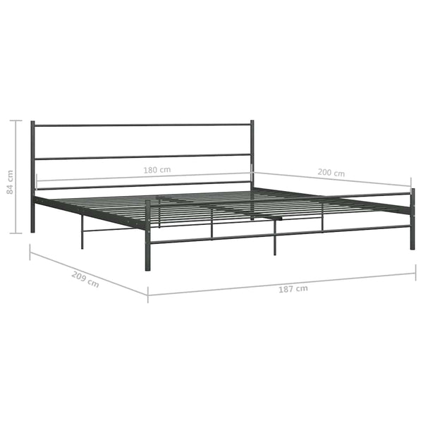 vidaXL Bed Frame Grey Metal 180×200 cm