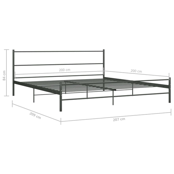 vidaXL Bed Frame Gray Metal 200×200 cm