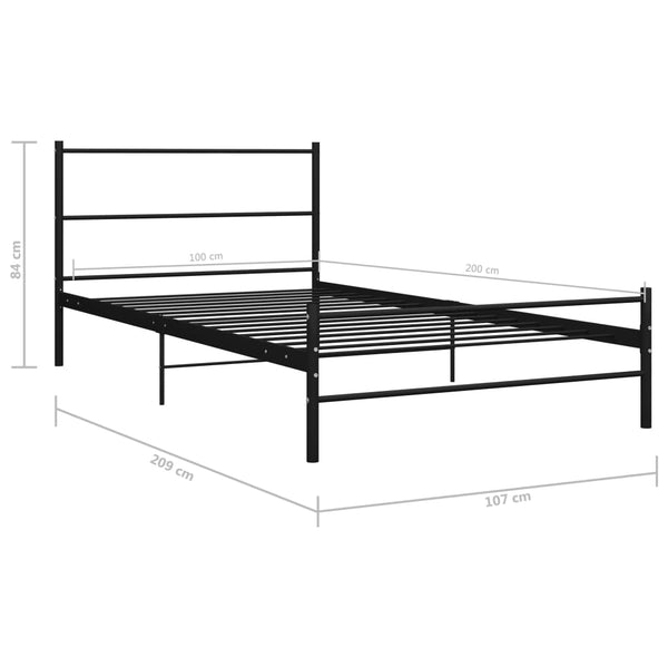 vidaXL Bed Frame Black Metal 100 x 200 cm