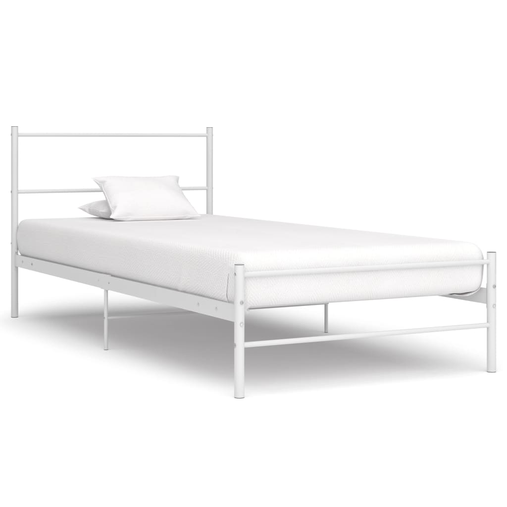 vidaXL Bed White Metal 90x200 cm
