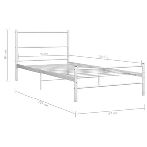 vidaXL Bed White Metal 90x200 cm