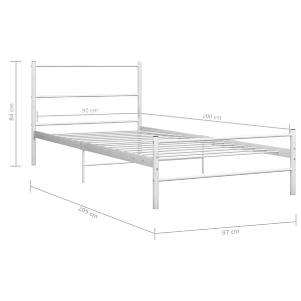 vidaXL Bed White Metal 90x200 cm