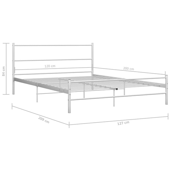 vidaXL Bed Frame White Metal 120x200 cm