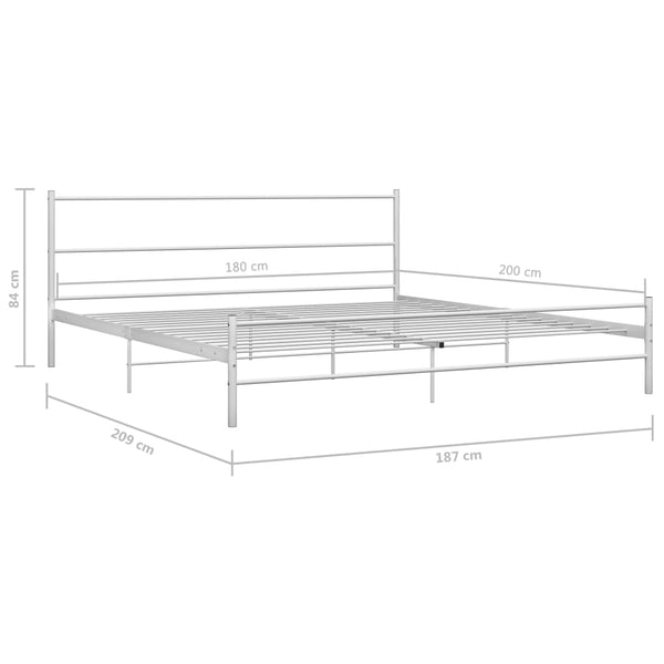 vidaXL Bed Frame White Metal 180x200 cm