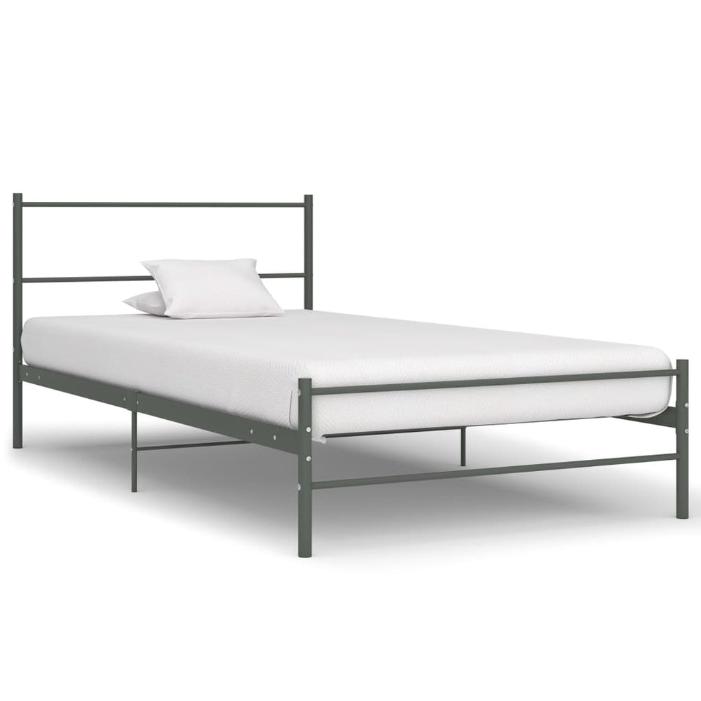 vidaXL Bed Frame Grey Metal 90x200 cm