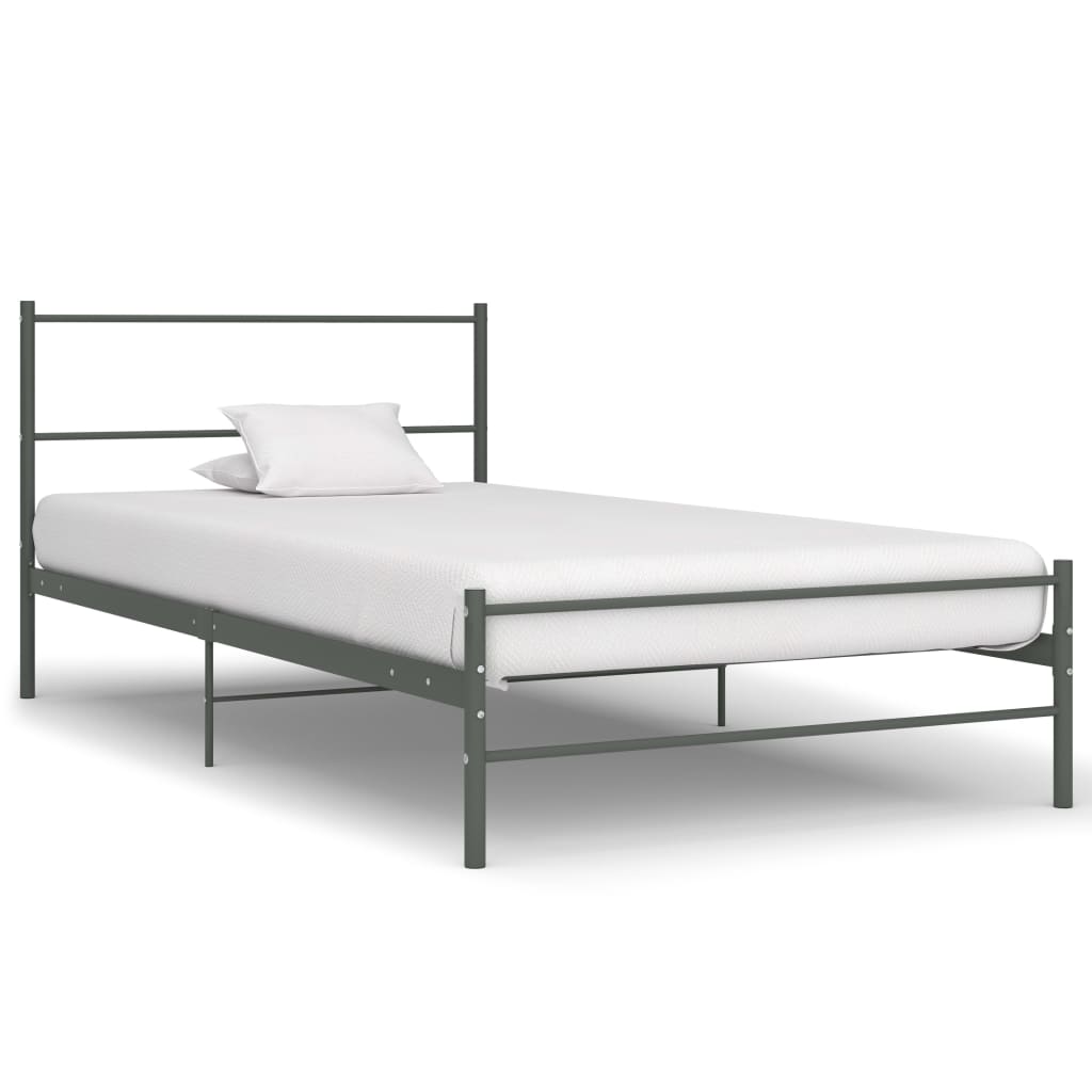 vidaXL Bed Frame Grey Metal 90x200 cm