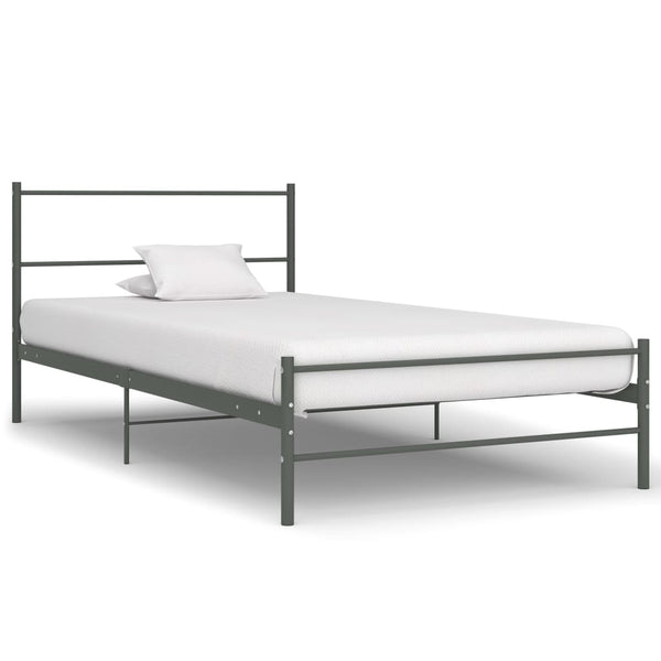 vidaXL Bed Frame Grey Metal 90x200 cm