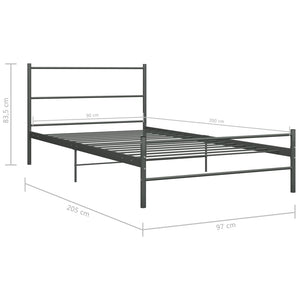 vidaXL Bed Frame Grey Metal 90x200 cm