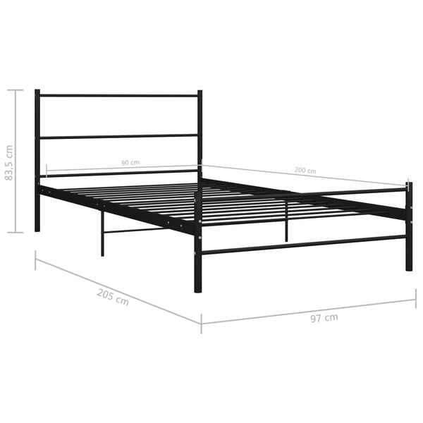 vidaXL Bed Frame Black Metal 90x200 cm