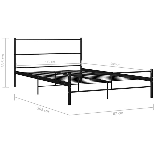 vidaXL Bed Frame Black Metal 160x200 cm