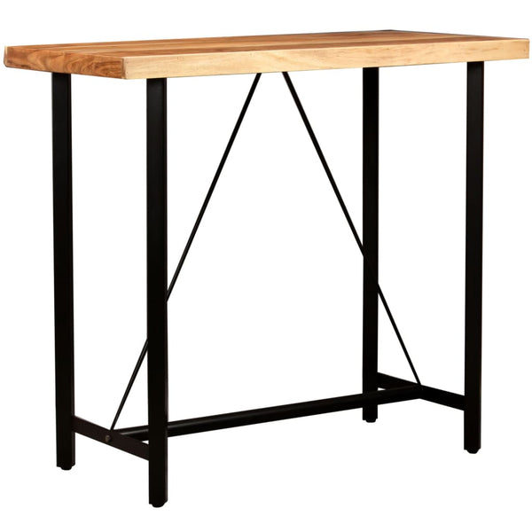 vidaXL 5-piece Bar Set Solid Wood and Genuine Leather