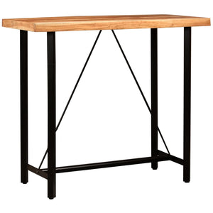 vidaXL 5-piece Bar Set Solid Wood and Genuine Leather