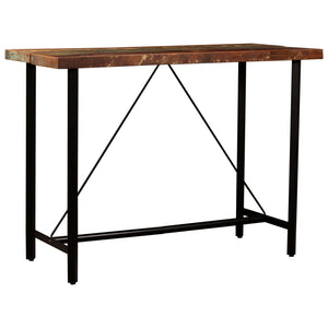 vidaXL 5-Piece Bar Set Recycled Solid Wood and Real Leather