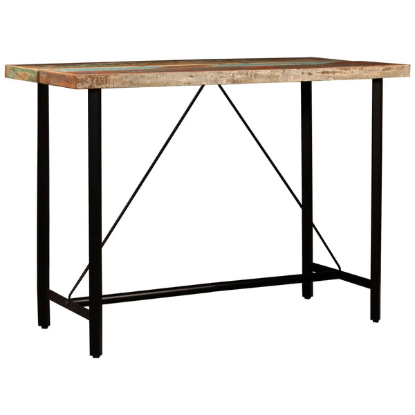 vidaXL 5-Piece Bar Set Recycled Solid Wood and Real Leather