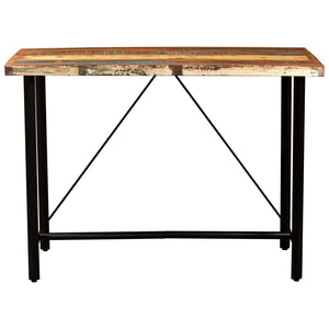 vidaXL 5-Piece Bar Set Recycled Solid Wood and Real Leather