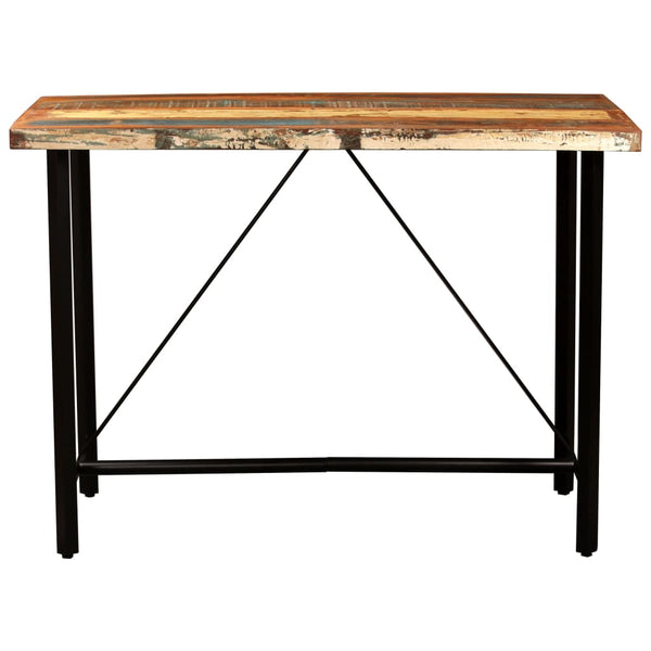 vidaXL 5-Piece Bar Set Recycled Solid Wood and Real Leather
