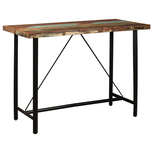 vidaXL 5-Piece Bar Set Recycled Solid Wood and Real Leather