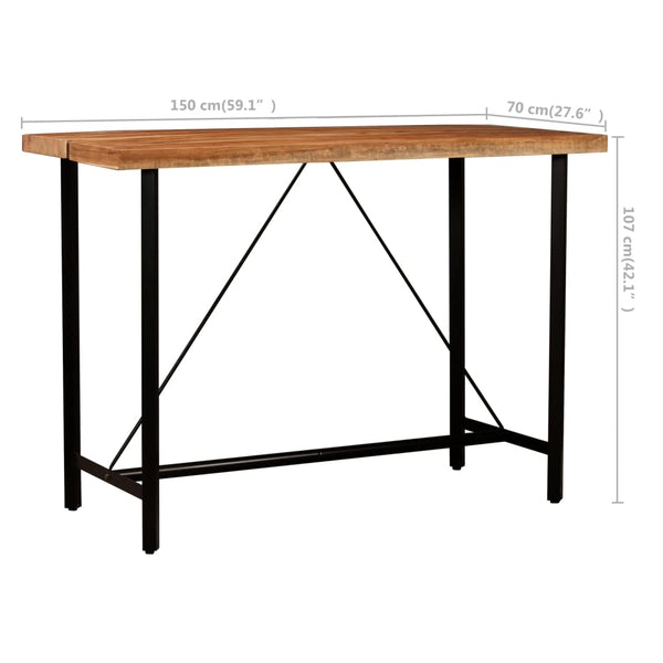 vidaXL 5-Piece Bar Set Recycled Solid Wood and Real Leather